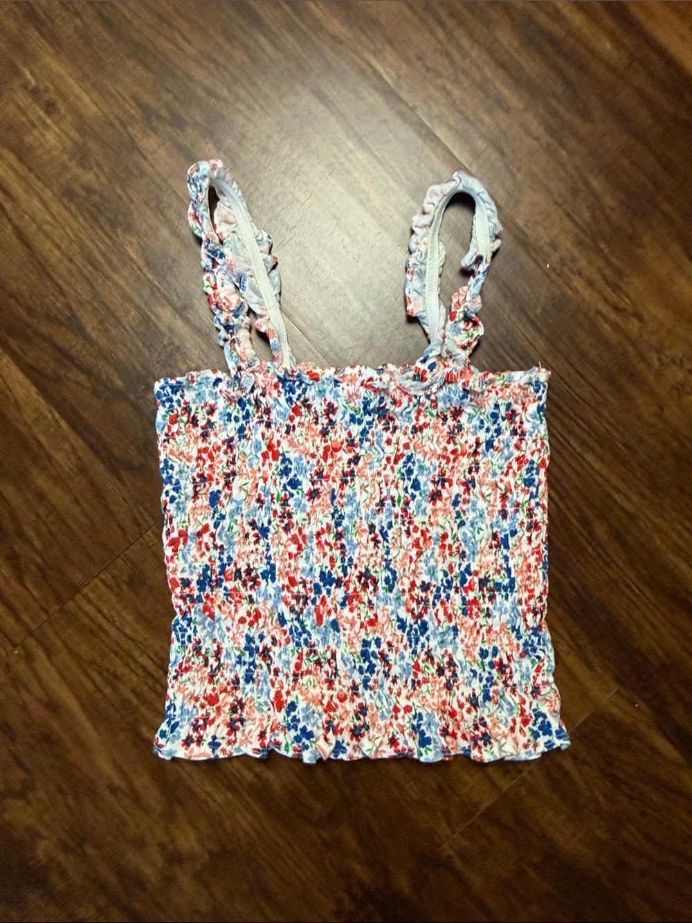 Old Navy Floral Smocked Camisole - Red, Blue & White